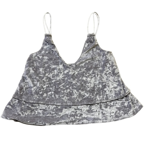 Express One Eleven Cami Tank Top Layered Crushed Velvet Grey XSmall - Picture 2 of 5